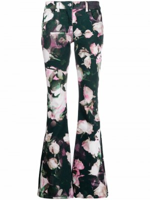 Расклешенные брюки с цветочным принтом Blumarine. Цвет: черный