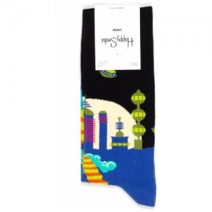 Носки, размер 36-40, синий, черный Happy Socks. Цвет: синий/черный