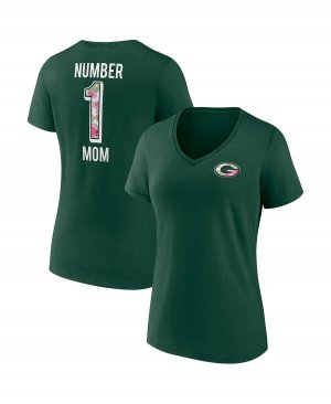 Женская фирменная зеленая футболка с v-образным вырезом Green Bay Packers больших размеров ко Дню матери #1 для мам , зеленый Fanatics