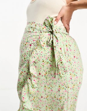 Зеленая юбка миди с запахом спереди Maternity Vero Moda