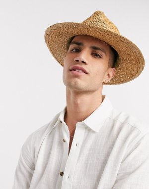 Светло-коричневая соломенная шляпа -Светло-коричневый Burton Menswear