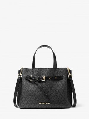 Маленькая сумка-портфель Emilia с логотипом , черный Michael Kors