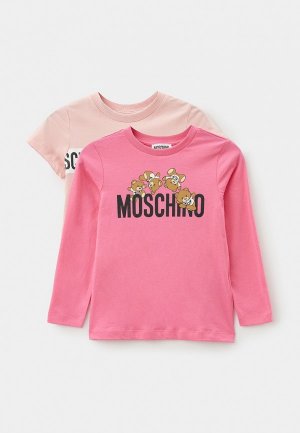 Лонгслив и футболка Moschino Kid. Цвет: розовый