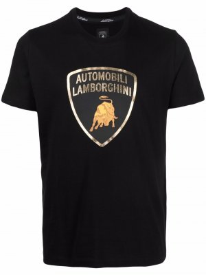 Футболка с логотипом Automobili Lamborghini. Цвет: черный