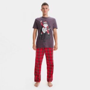 Пижама , размер 50, серый, красный Kaftan. Цвет: серый/красный