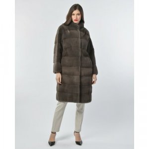 Пальто , норка, силуэт прямой, карманы, размер 36, коричневый Manakas Frankfurt. Цвет: коричневый