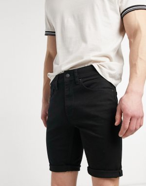 Черные зауженные джинсовые шорты -Черный цвет Burton Menswear