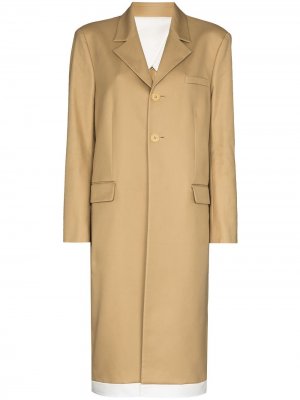 Однобортное пальто с контрастной окантовкой Commission. Цвет: бежевый