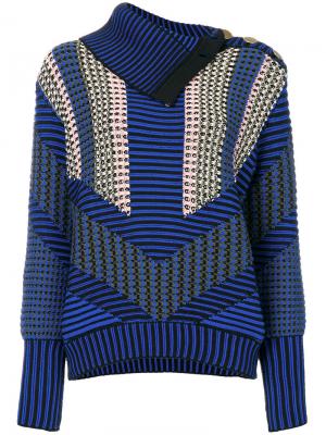 Асимметричный свитер с узором Peter Pilotto. Цвет: синий