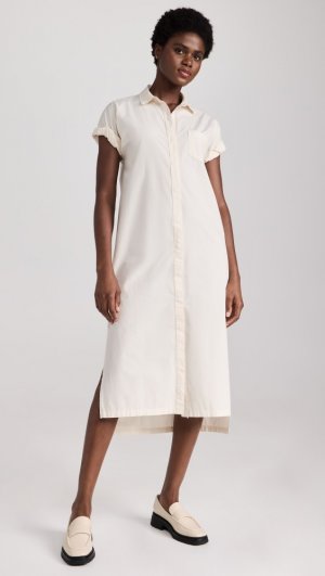 Платье Structured Poplin Rolled Sleeve Midi Shirt, кремовый Stateside