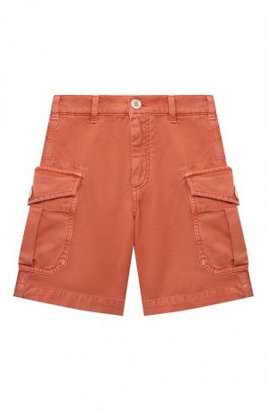 Хлопковые шорты-карго Brunello Cucinelli. Цвет: оранжевый