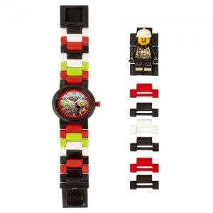 Наручные часы City Firefighter , на руку для мальчиков (Город Лего) с минифигурой ремешке детские LEGO. Цвет: черный