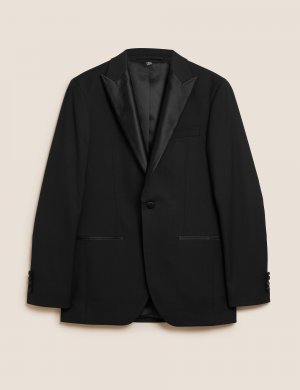 Приталенный пиджак-смокинг стрейч , черный Marks & Spencer