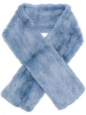 Меховой шарф Yves Salomon. Цвет: синий