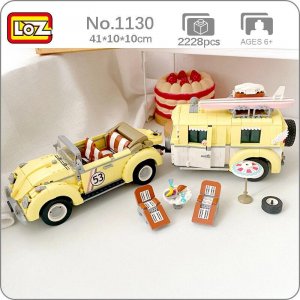 1130 туристический автомобиль для отдыха, караван, шезлонг, модель навеса еды, мини-блоки, кирпичи, строительная игрушка без коробки LOZ