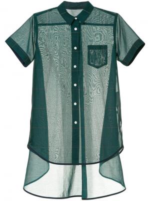 Удлиненная рубашка-туника Sacai. Цвет: зелёный