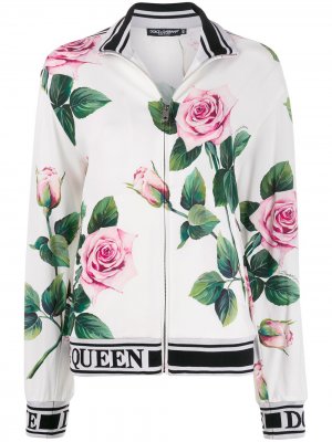 Спортивная куртка с цветочным принтом Dolce & Gabbana. Цвет: белый