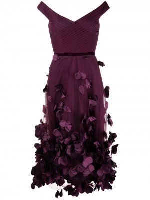 Платье миди с аппликацией Marchesa Notte. Цвет: фиолетовый