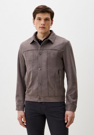 Куртка кожаная Al Franco. Цвет: серый