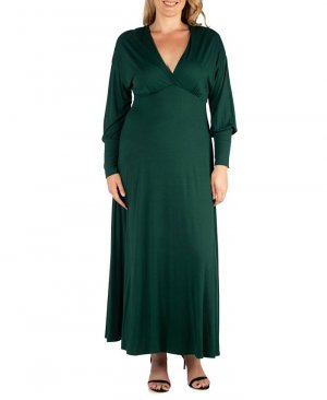 Женское платье макси больших размеров с епископскими рукавами 24seven Comfort Apparel, зеленый Apparel