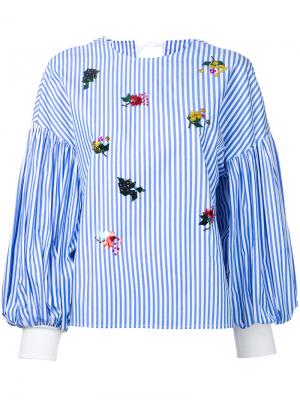 Блузка с отделкой пайетками Muveil. Цвет: синий