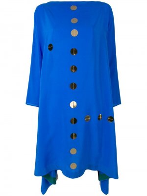 Платье-кейп с круглыми нашивками Gianluca Capannolo. Цвет: синий