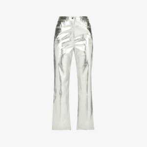 Lupe прямые брюки из искусственной кожи с высокой посадкой , серебряный Amy Lynn