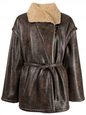 Пальто Buffalo из искусственной кожи с поясом Muller Of Yoshiokubo. Цвет: коричневый