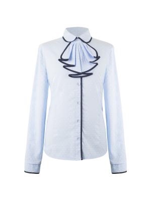 Блузка для девочки с длинным рукавом 7 одежек. Цвет: голубой, белый