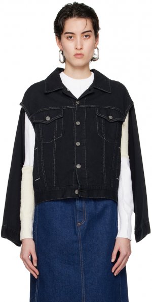 Черная джинсовая куртка с вырезом Mm6 Maison Margiela