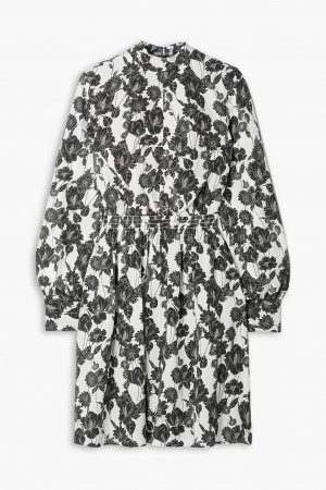 Платье мини из шелкового крепдешина с цветочным принтом, черный Jason Wu