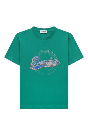 Хлопковая футболка Dondup Kids. Цвет: зелёный