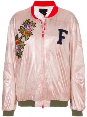 Декорированная куртка бомбер Femme By Michele Rossi. Цвет: розовый и фиолетовый