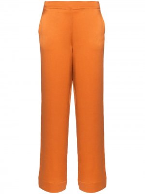 Брюки широкого кроя в пижамном стиле Asceno. Цвет: оранжевый