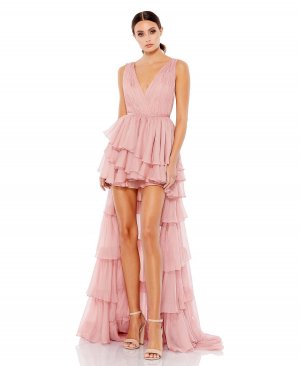 Женское платье с высоким низким ярусом и встроенным боди MAC DUGGAL, розовый Duggal