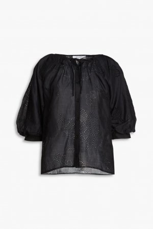 Рубашка из рами со сборками английской вышивки , черный Frame