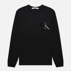 Мужской лонгслив LS Relaxed Logo Calvin Klein Jeans. Цвет: чёрный