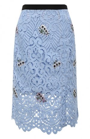 Кружевная мини-юбка с цветочной вышивкой Markus Lupfer. Цвет: голубой