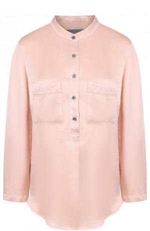 Однотонная блуза из вискозы с воротником-стойкой Raquel Allegra. Цвет: светло-розовый