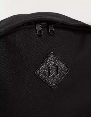 Черный холщовый рюкзак на базе из искусственной кожи ASOS