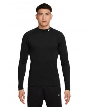 Мужская рубашка для фитнеса Pro Slim-Fit Dri-FIT с воротником-стойкой и длинными рукавами , черный Nike