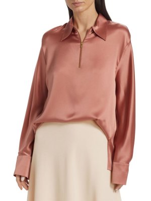Шелковая блузка с заниженными плечами , цвет Tea Rose Vince
