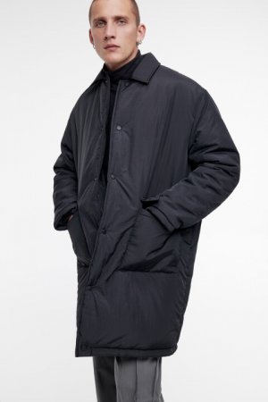 Куртка-пальто длинная утепленная с отложным воротником befree. Цвет: черный