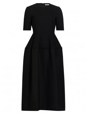 Расклешенное платье миди из смесовой шерсти , черный Rosetta Getty