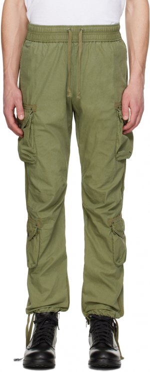 Зеленые брюки карго, окрашенные в готовой одежде John Elliott