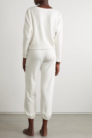 EBERJEY Комплект из мягкого укороченного топа и спортивных штанов эластичного модала, белый