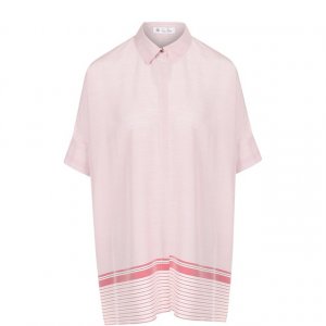 Шелковая блуза свободного кроя с коротким рукавом Loro Piana. Цвет: розовый