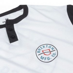 Трикотажная футболка Henley с короткими рукавами Crest мужская , белый/черный Brixton