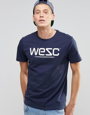 Футболка с логотипом WeSC. Цвет: темно-синий