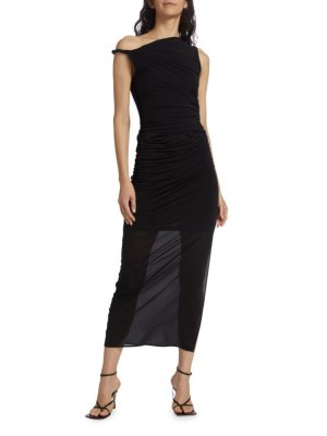 Асимметричное перекрученное платье-миди , черный Helmut Lang